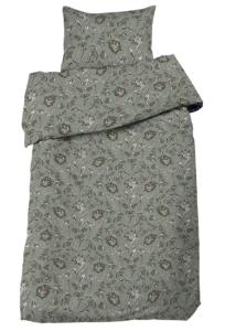 Satin Påslakanset Blommigt Ingela Grön 150x210cm Redlunds