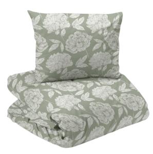 Påslakanset Satin Redlunds Peony Grön 150x210cm