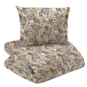 Blommigt Påslakanset Solveig Linnebeige/Havre 150x210cm Redlunds