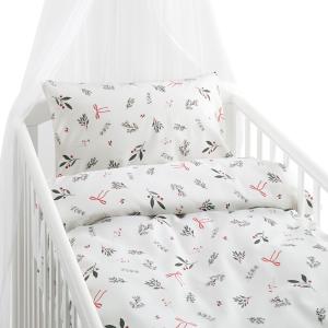 Jul Påslakanset Spjälsäng Julkvisten Röd  100x130cm Borganäs of Sweden