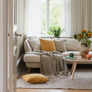 Pläd Grönbeige Almedahls Korg 120x170cm