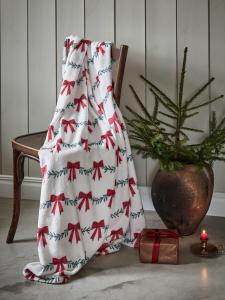 Fleecepläd Redlunds Christmas Bows Vit 130x170cm