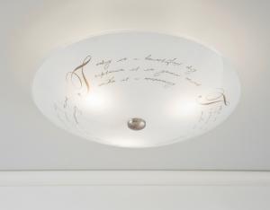 Plafond Glas Vit/Stål 42cm Aneta Lighting Skrift