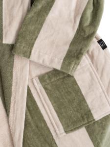 Randig Morgonrock Velour Kosta Linnewäfveri Sand/Grön L/XL