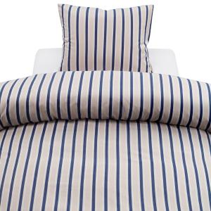 Randigt Påslakanset Microfiber Miranda Blå 150x210cm Harmony