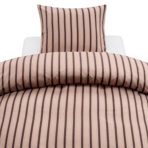 Randigt Påslakanset Microfiber Miranda Brun 150x210cm Harmony