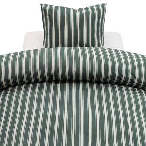 Randigt Påslakanset Microfiber Miranda Grön 150x210cm Harmony