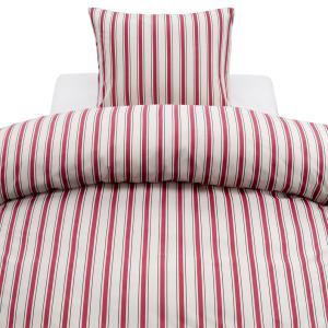 Randigt Påslakanset Microfiber Miranda Röd 150x210cm Harmony