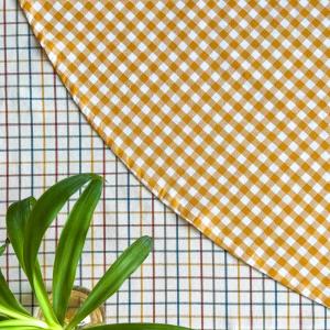 Rund Duk Rutig Bella Gul/Vit Ø160cm Recycled by Wille