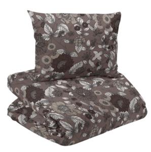 Blommigt Påslakanset Dahlia Brun 150x210cm Redlunds