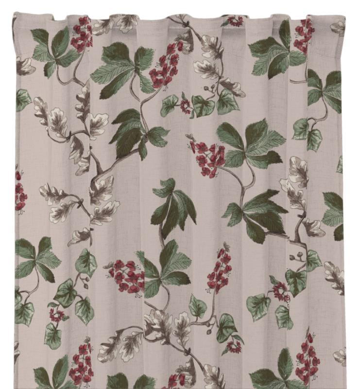 Redlunds Ingrid Gardin Linne/Grön 2-Pack 145x250cm at lavanille