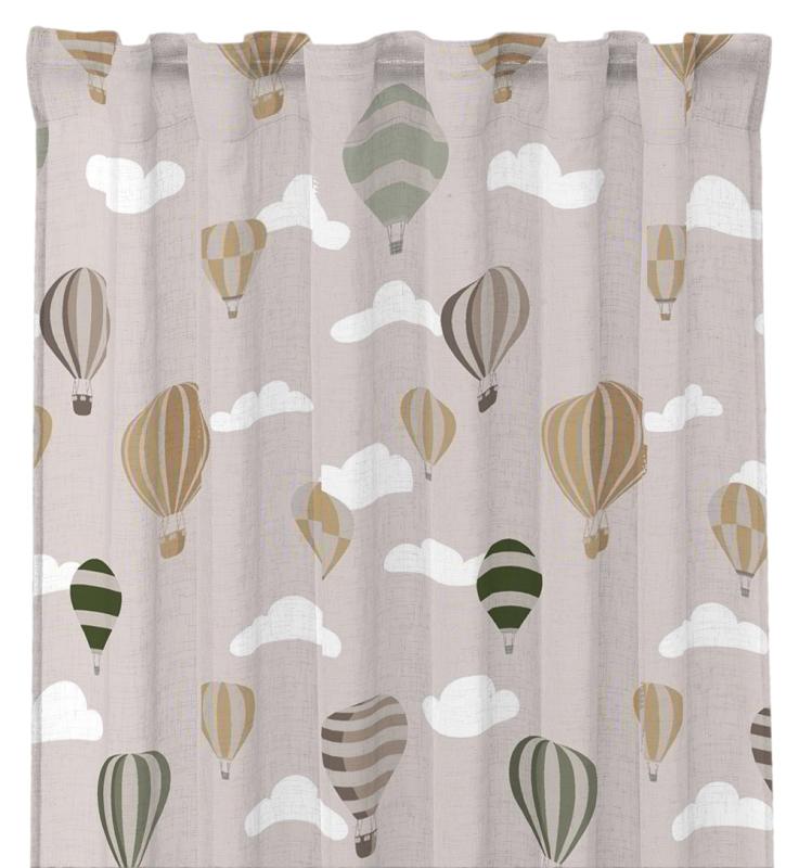 Redlunds Luftballong Gardin Linne/Grön 2-Pack 120x250cm at lavanille