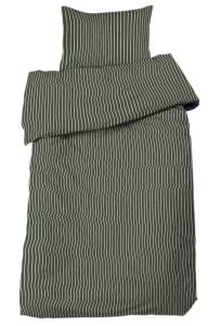 Randigt Påslakanset Malte Olivgrön 150x210cm Redlunds