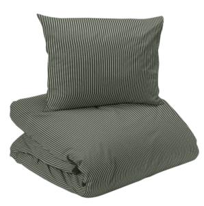 Randigt Påslakanset Malte Olivgrön 150x210cm Redlunds