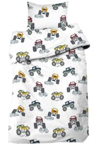 Påslakanset Barn Monstertruck Vit 150x210cm Redlunds