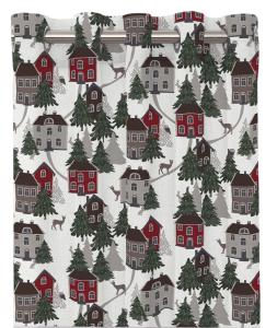 Redlunds Öljettgardin Vit/Röd 2-Pack Vimmerby 120x240cm