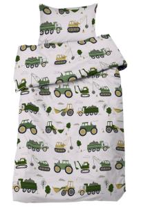 Påslakanset Barn Busy Tractors Beige 150x210cm Redlunds