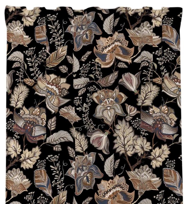 Svart/Beige Gardin 2-Pack Redlunds Shelly 140x250cm at lavanille