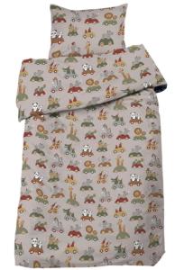 Påslakanset Barn Utflykt Linne/Röd 150x210cm Redlunds