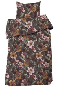Blommigt Påslakanset Vera Brun 150x210cm Redlunds