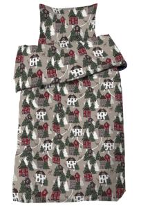 Jul Påslakanset Flanell Vimmerby Linne/Röd 150x210cm Redlunds