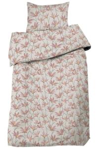 Blommigt Påslakanset Ylva Linnebeige/Rosa 150x210cm Redlunds
