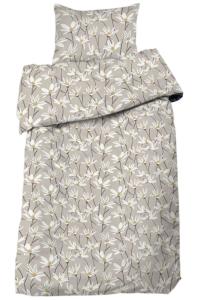 Blommigt Påslakanset Ylva Linnebeige/Vit 150x210cm Redlunds