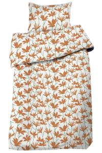 Blommigt Påslakanset Ylva Vit/Orange 150x210cm Redlunds
