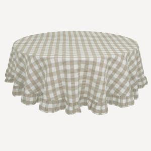 Rund Duk Rutig Lisa Linnebeige Ø150cm Fondaco