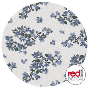 Rund Vaxduk Blommig Elsie Blå Ø140cm Nina Royal