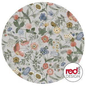 Rund Vaxduk Blommig Hilda Linnebeige/Terracotta Ø140cm Nina Royal