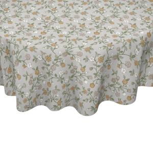 Rund Vaxduk Blommig Lotta Linnebeige Ø140cm Nina Royal