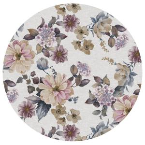 Rund Vaxduk Nina Royal Blommor Lila Ø140cm