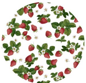 Rund Vaxduk Nina Royal Jordgubbe Vit Ø140cm