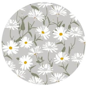 Rund Vaxduk Nina Royal Prästkrage Grå Ø140cm