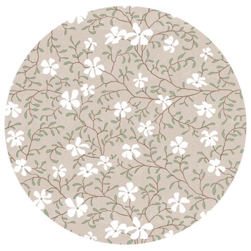 Rund Vaxduk Nina Royal Småblommig Beige/Grön Ø140cm at lavanille