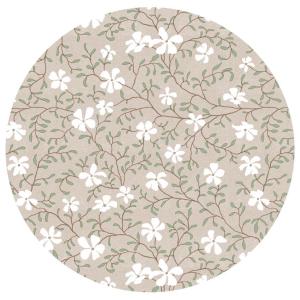 Rund Vaxduk Nina Royal Småblommig Beige/Grön Ø140cm