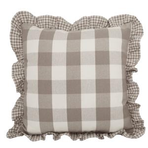 Rutigt Kuddfodral Redlunds Edith Linnebeige 45x45cm