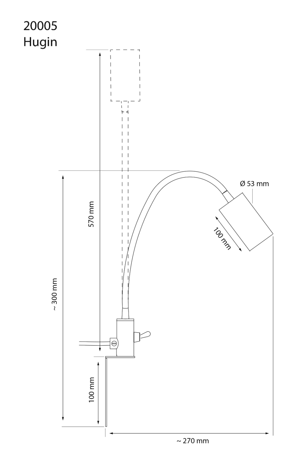 Sänglampa Aneta Lighting Hugin Svart 30cm-lavanille.com