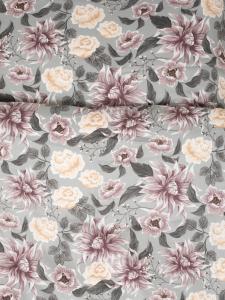 Satin Påslakanset Blommigt Bollungen Grå 150x210cm Kosta Linnewäfveri