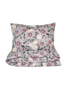 Satin Påslakanset Blommigt Bollungen Grå 150x210cm Kosta Linnewäfveri