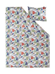 Påslakanset Blommigt Satin Vit Kosta Linnewäfveri Brunnberg 150x210cm