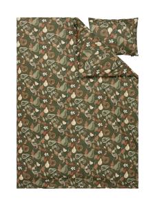 Satin Påslakanset Bandene Grön 150x210cm Kosta Linnewäfveri