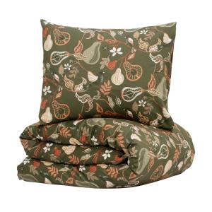 Satin Påslakanset Bandene Grön 150x210cm Kosta Linnewäfveri