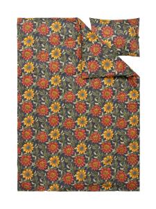 Satin Påslakanset Blommigt Gullholmen Grafitgrå 150x210cm Lord Nelson