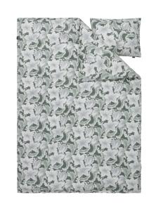 Satin Påslakanset Blommigt Hommedal Grön 150x210cm Kosta Linnewäfveri