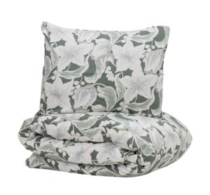 Satin Påslakanset Blommigt Hommedal Grön 150x210cm Kosta Linnewäfveri