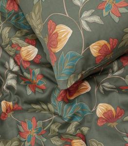 Satin Påslakanset Bratteby Grön 150x210cm Kosta Linnewäfveri