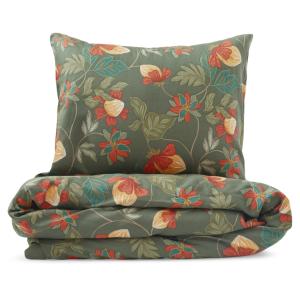 Satin Påslakanset Bratteby Grön 150x210cm Kosta Linnewäfveri