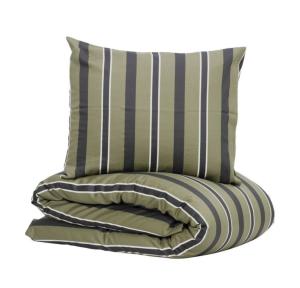 Satin Påslakanset Randigt Heestrand Grön 150x210cm Lord Nelson